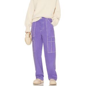 Helsa High-Rise Straight Leg Cargo Jeans Purple XS